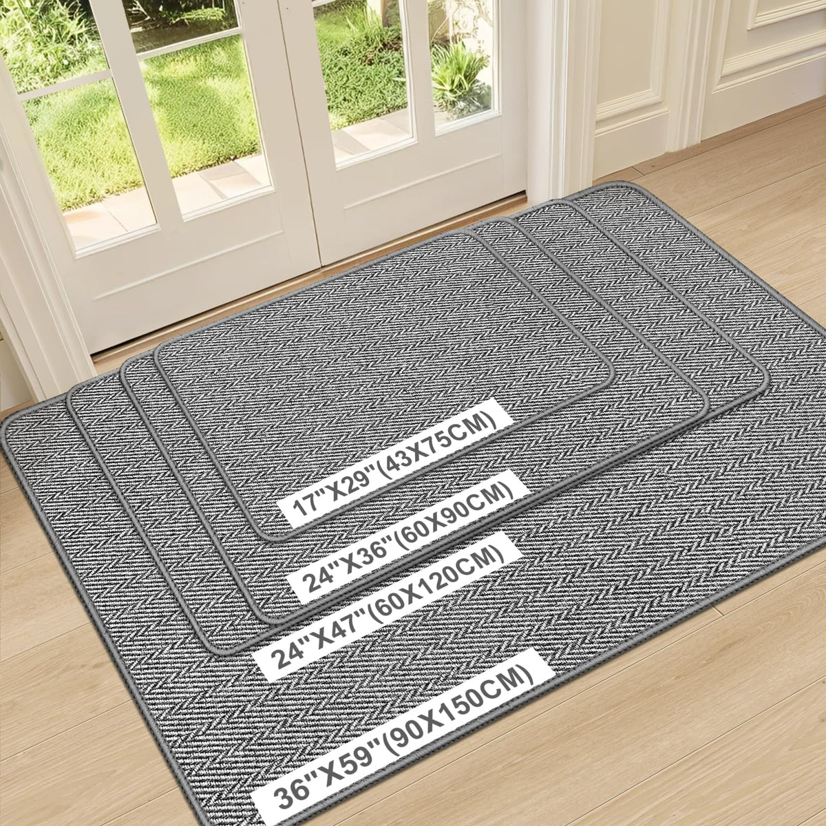 BEISIFLOOR Ultra Thin Door Mat 24x36 rolled packaging shows crease-free shipping and easy setup.