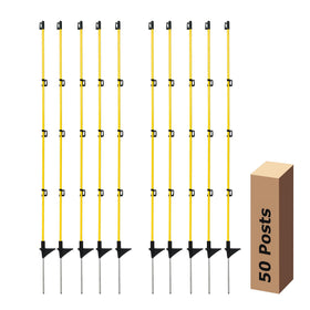 BEIYI 46-inch fence post side view shows lightweight fiberglass body for durable outdoor fencing.
