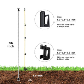 BEIYI 46-inch post top cap and clips show adjustable height for flexible setups.