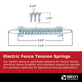 BEIYI electric fence spring installed on post showing maintained tension