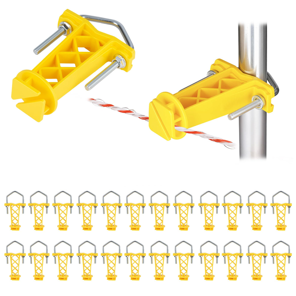 BEIYI tube post insulator on a fence post for rapid installation.