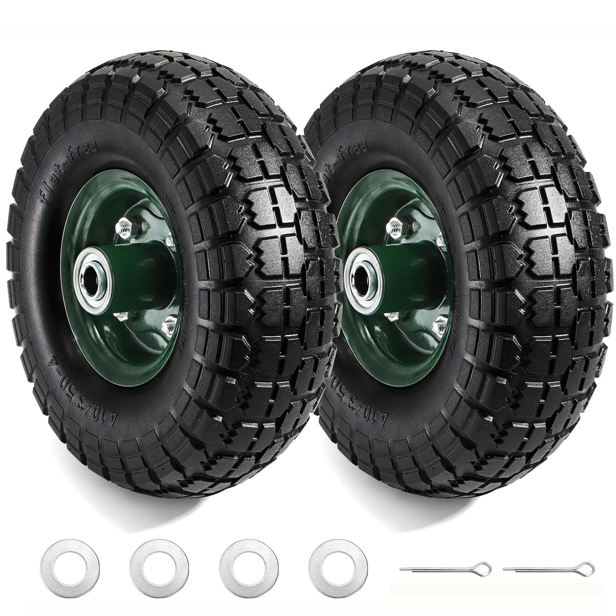 Bekith 2-pack 10-inch solid tire wheel for durable garden carts.