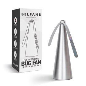 Belfans FlyRepellent Table Fan with reflective blades for quiet dining.
