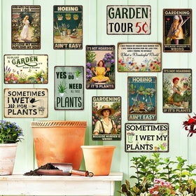 belhnpk tin sign Trees of Green Red Roses motif for garden decor