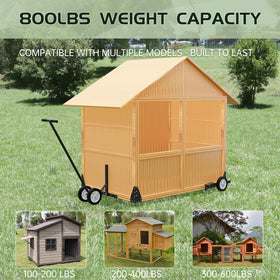 Belinova chicken coop wheels kit front pedals enable smooth lifting for repositioning.