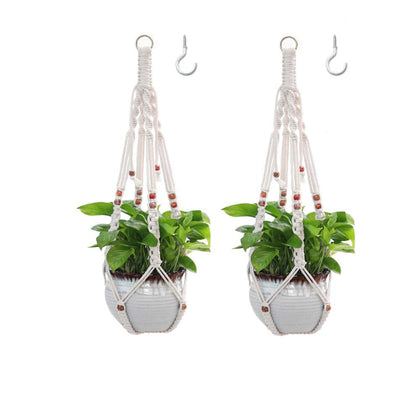 Belit 2-pack macrame plant hangers with natural cotton cord for indoor decor