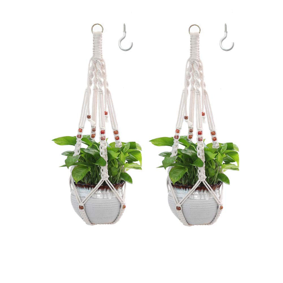 Belit 2-pack macrame plant hangers with natural cotton cord for indoor decor