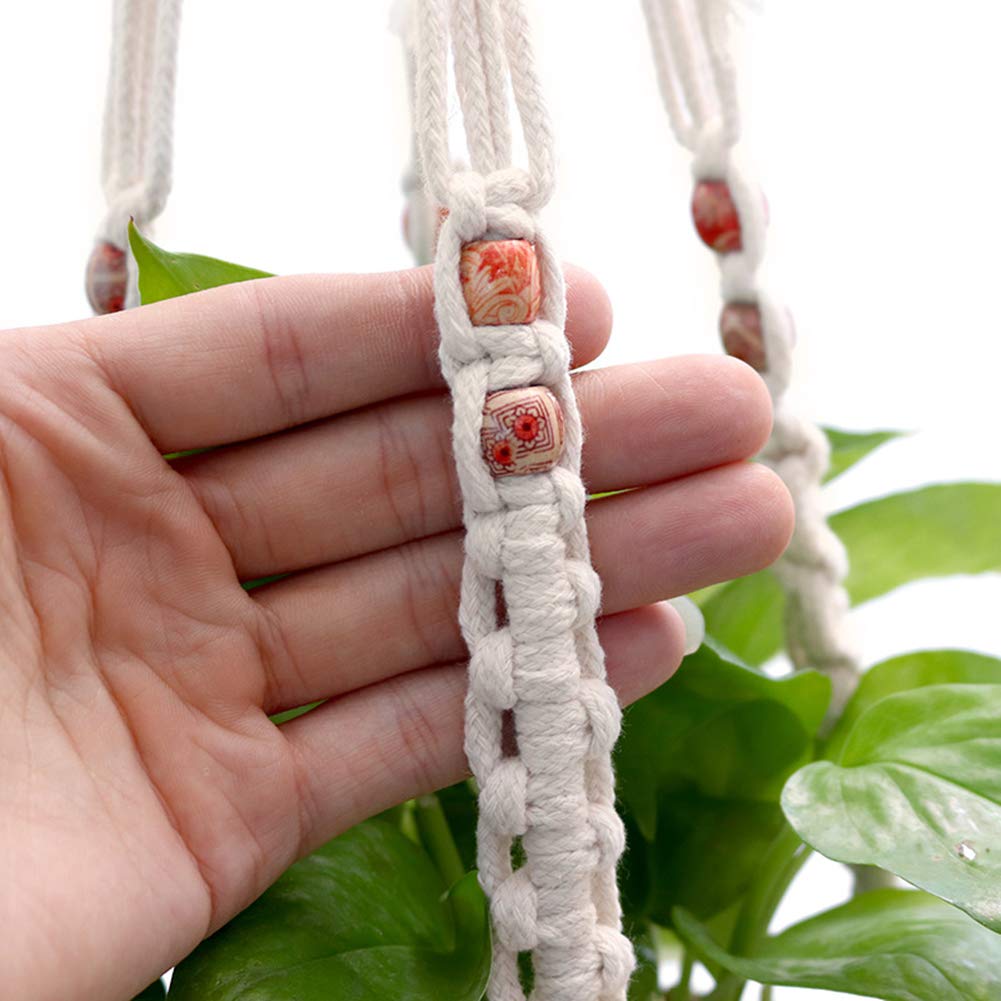 Belit cotton cord plant holder features sturdy weave for various pot shapes