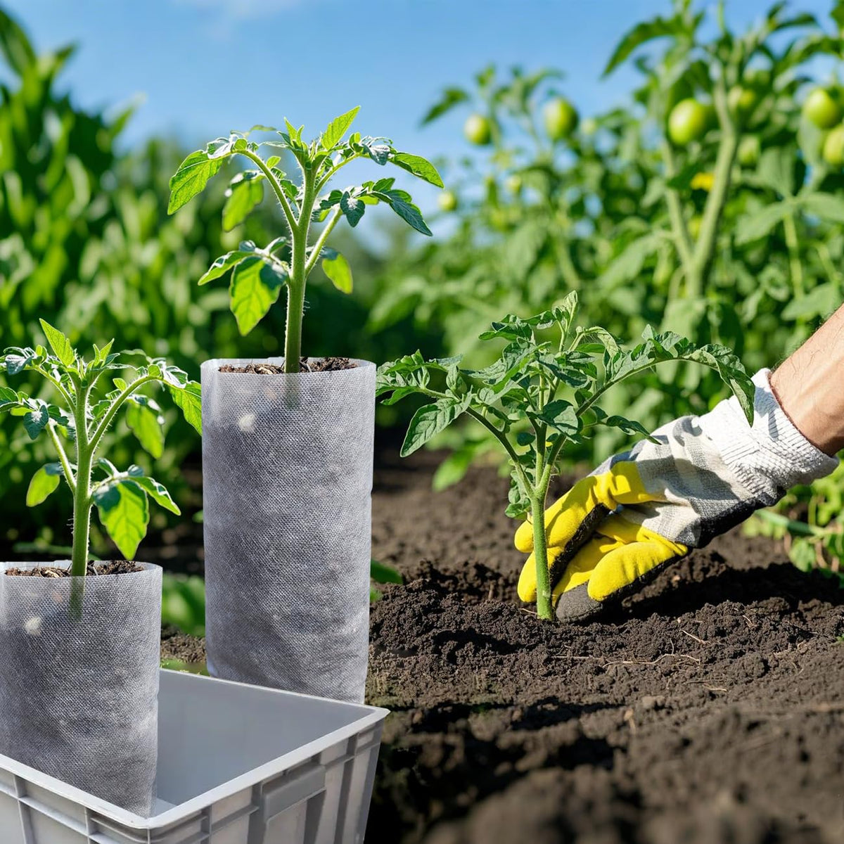 Belit deep nursery grow bags drainage holes close-up show water management