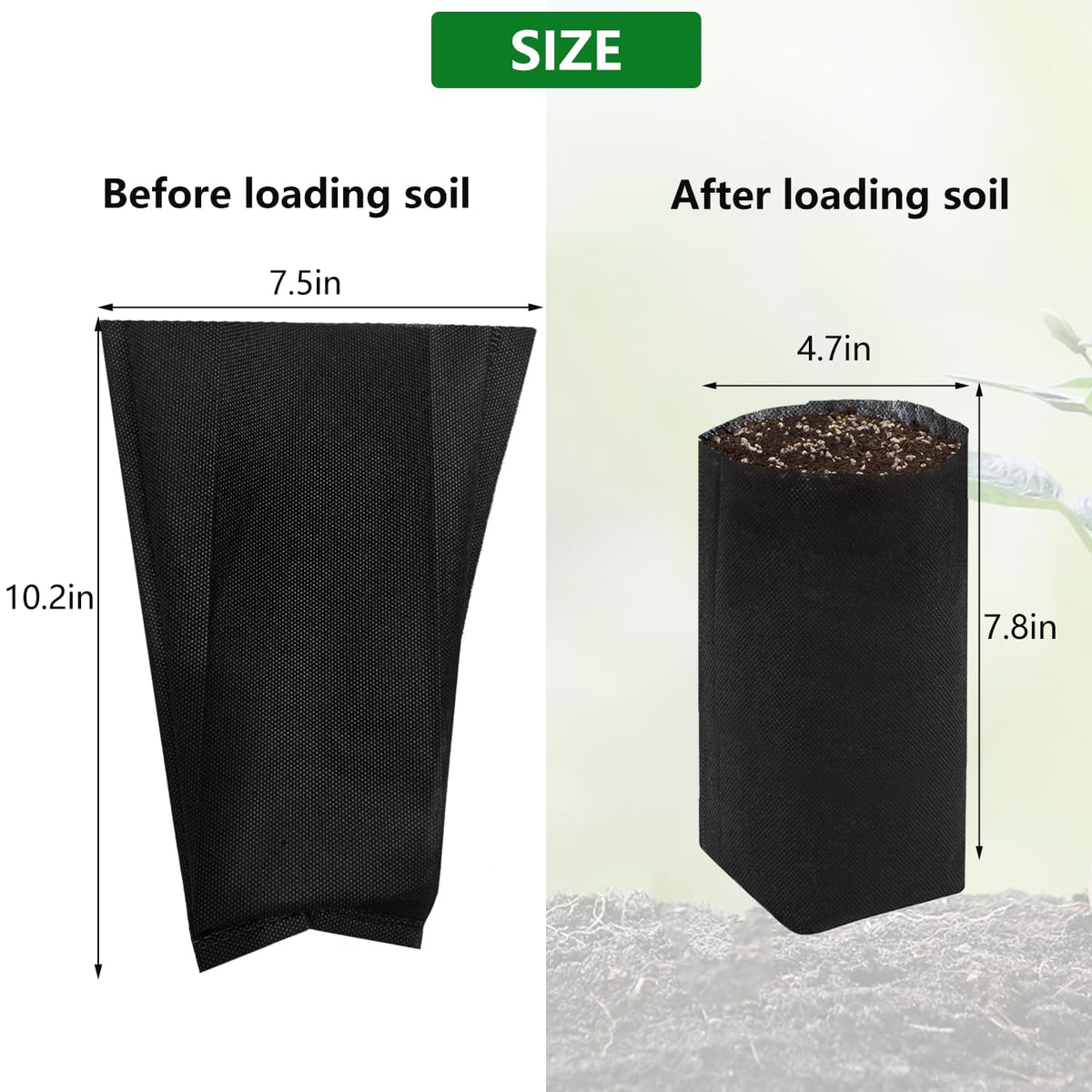 Belit grow bags flat layout demonstrates space-saving storage before planting.