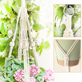 Belit hanging planter basket on wall display with greenery.