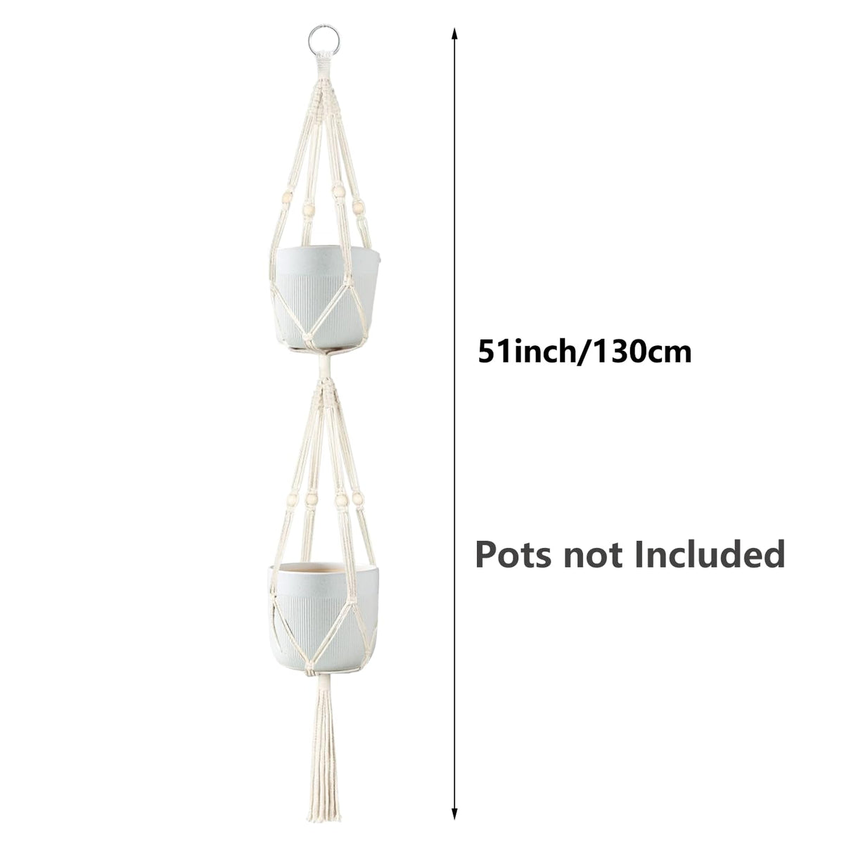 Belit macrame hanger for ceiling or wall mounting in any space.