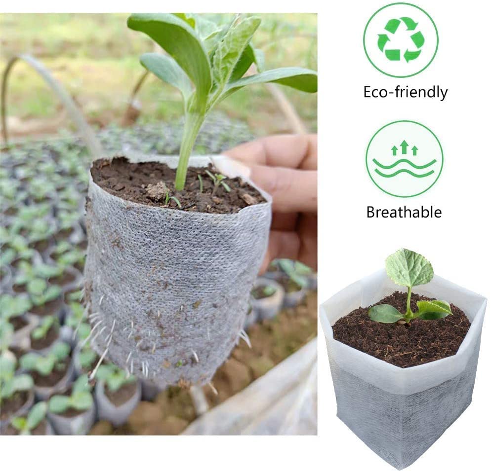Belit nursery bags size 4.2x4.2 inches showing sturdy fabric for roots.