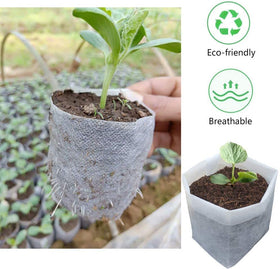 Belit nursery bags size 4.2x4.2 inches showing sturdy fabric for roots.