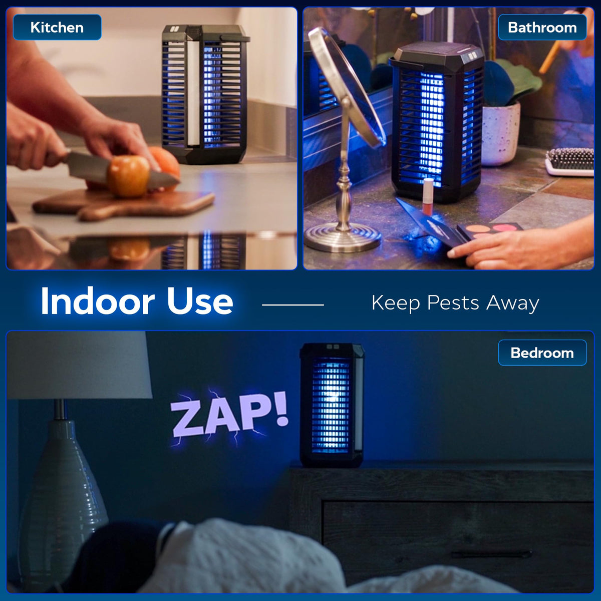 High voltage trap from Rogue zaps mosquitoes and flies quickly.