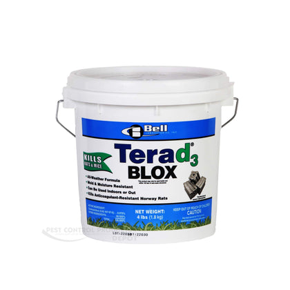 Bell Laboratories Terad3 Blox bait block, front view, highly palatable with reduced secondary poisoning risk
