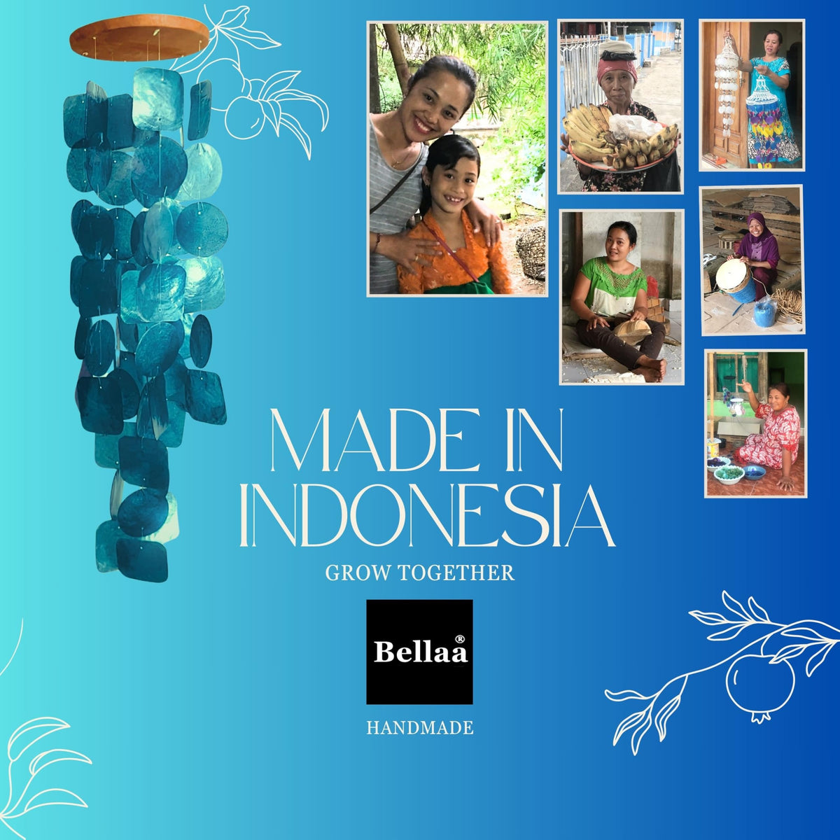 Bellaa Indonesian artisan crafted wind chimes highlighting hand work and durable wood
