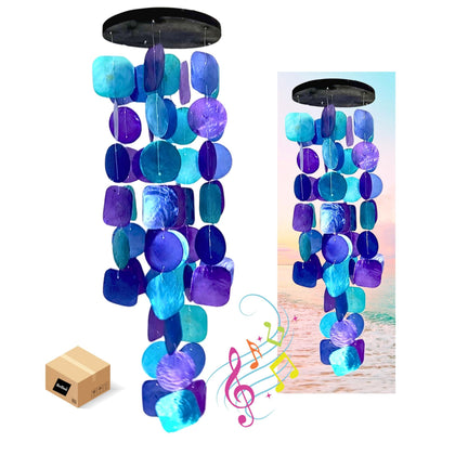 Bellaa wind chimes with purple shells 27 inch for vibrant outdoor ambience and sunlight shimmer