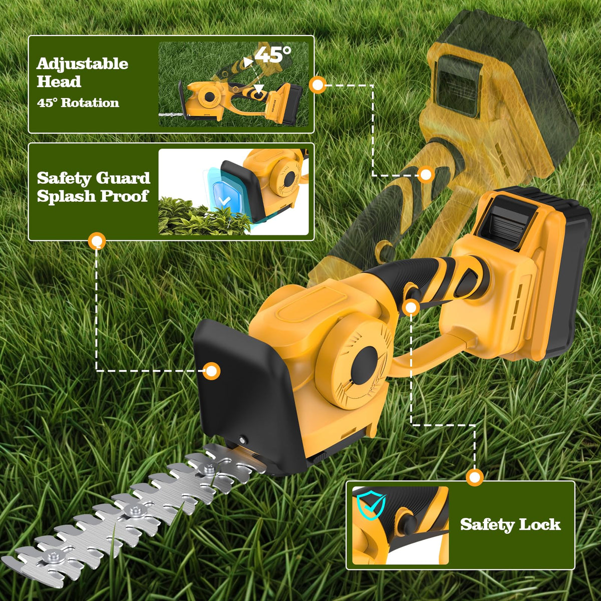 BellaDimora 400W motor delivers steady cutting speed for larger shrubs.