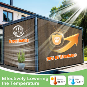 BELLE DURA privacy screen reduces sun while maintaining airflow.