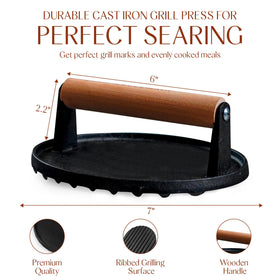 Bellemain burger press on griddle demonstrates even heat distribution for patties