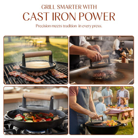 Bellemain pre-seasoned burger press ready-to-use image suggests effortless start