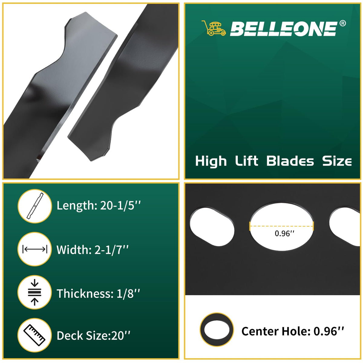 Belleone 2105300125A replacement blade ready for Hyper Tough mowers
