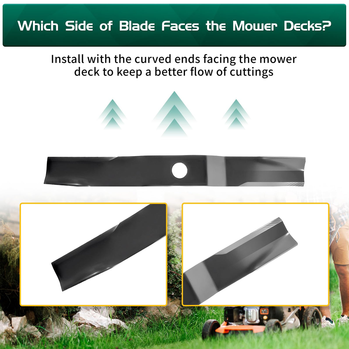 Belleone balance-tested blades reducing vibrations during mowing.