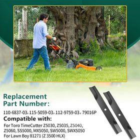 Belleone blade length 17.5 inches provides broad deck coverage.