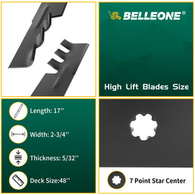 Belleone D140 blades three-pack side angle for balanced mowing