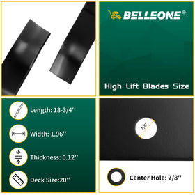 Belleone blade with multi-hole design for secure attachment and stable mowing.