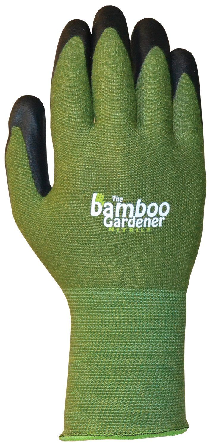 Bellingham Bamboo Gardener Gloves with nitrile palm for pruning grip and protection