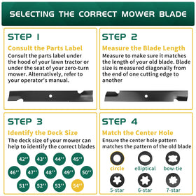 Belleone 038-0005 mulching blade pack box shows complete replacement set for maintenance.