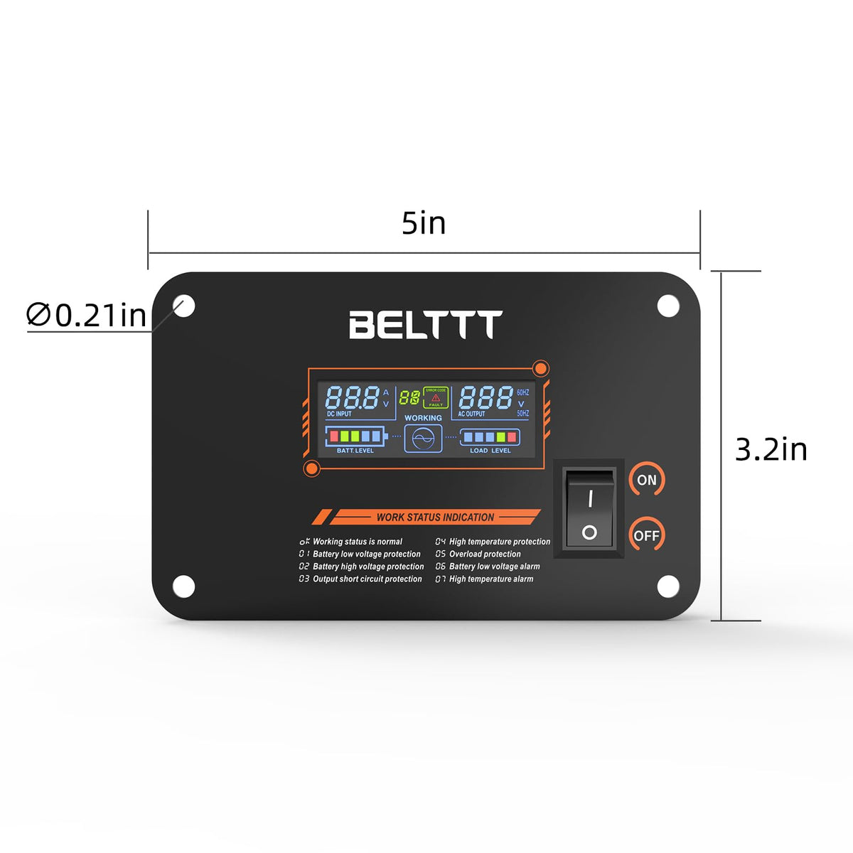 BELTTT remote LCD display rear view shows accessible ports for easy setup