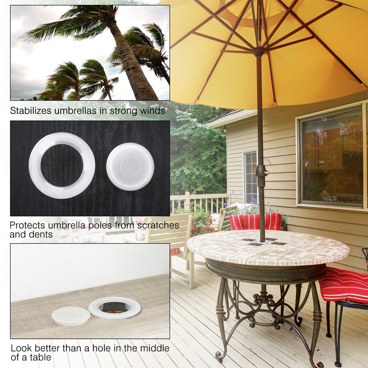 Bememo-stable umbrella on table demonstrates reduced wobble