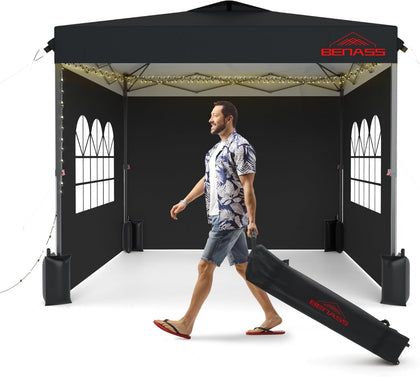 Benass 10x10 pop up canopy front view for quick outdoor shade