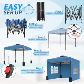 Benass 10x10 pop up canopy sandbags illustrate secure anchoring on uneven ground