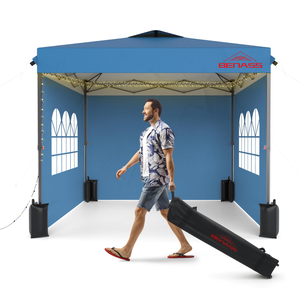 Benass 10x10 pop up canopy top view for spacious outdoor shade