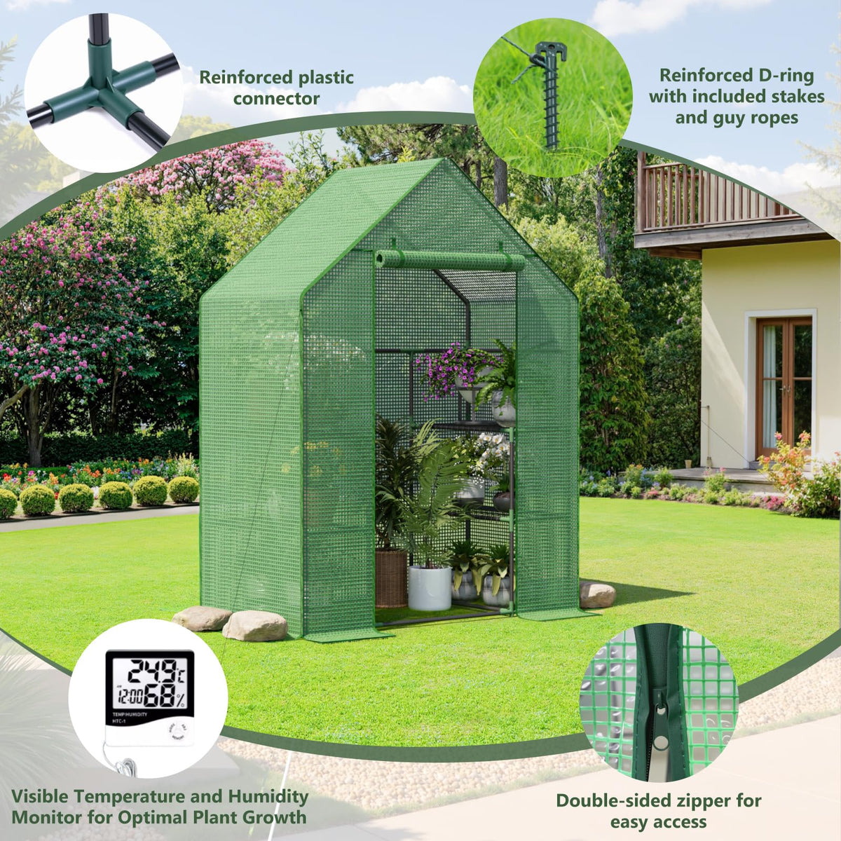 Benass included thermometer and hygrometer monitor climate inside