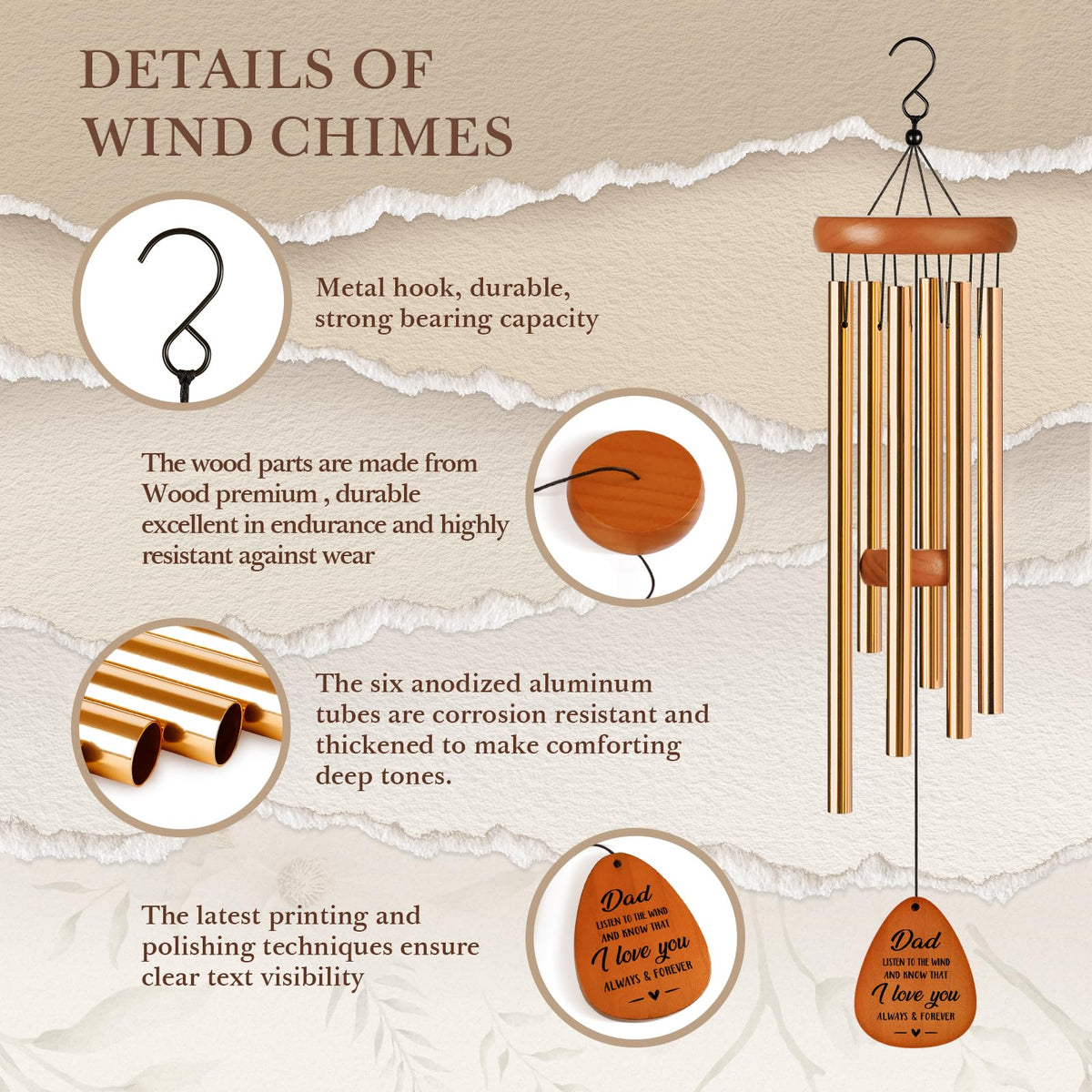 BeneCharm wind chimes gift-ready packaging for Father's Day gifting.