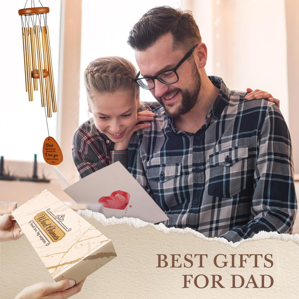 BeneCharm wind chimes featuring wooden pendants for indoor or outdoor display.