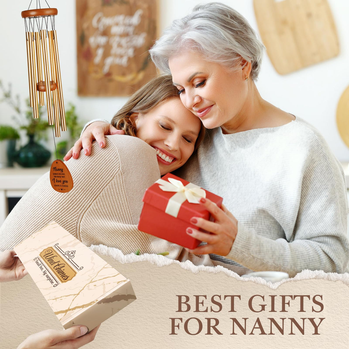 BeneCharm wind chime sail with wooden sign adds sentimental gift detail