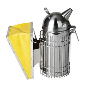 BenefitBee bear-shaped smoker dome with stainless steel chamber for steady, clean smoke during hive checks.