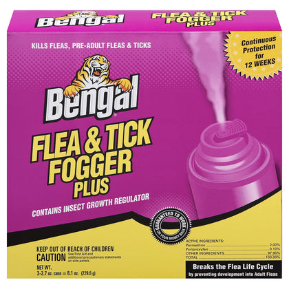 Bengal Fogger Plus 3-pack ready for home treatment using a dry odorless fog