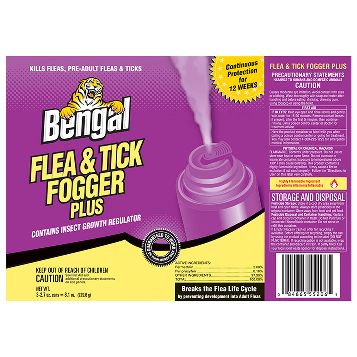 Bengal Fogger Plus targets fleas, ticks, and common indoor pests