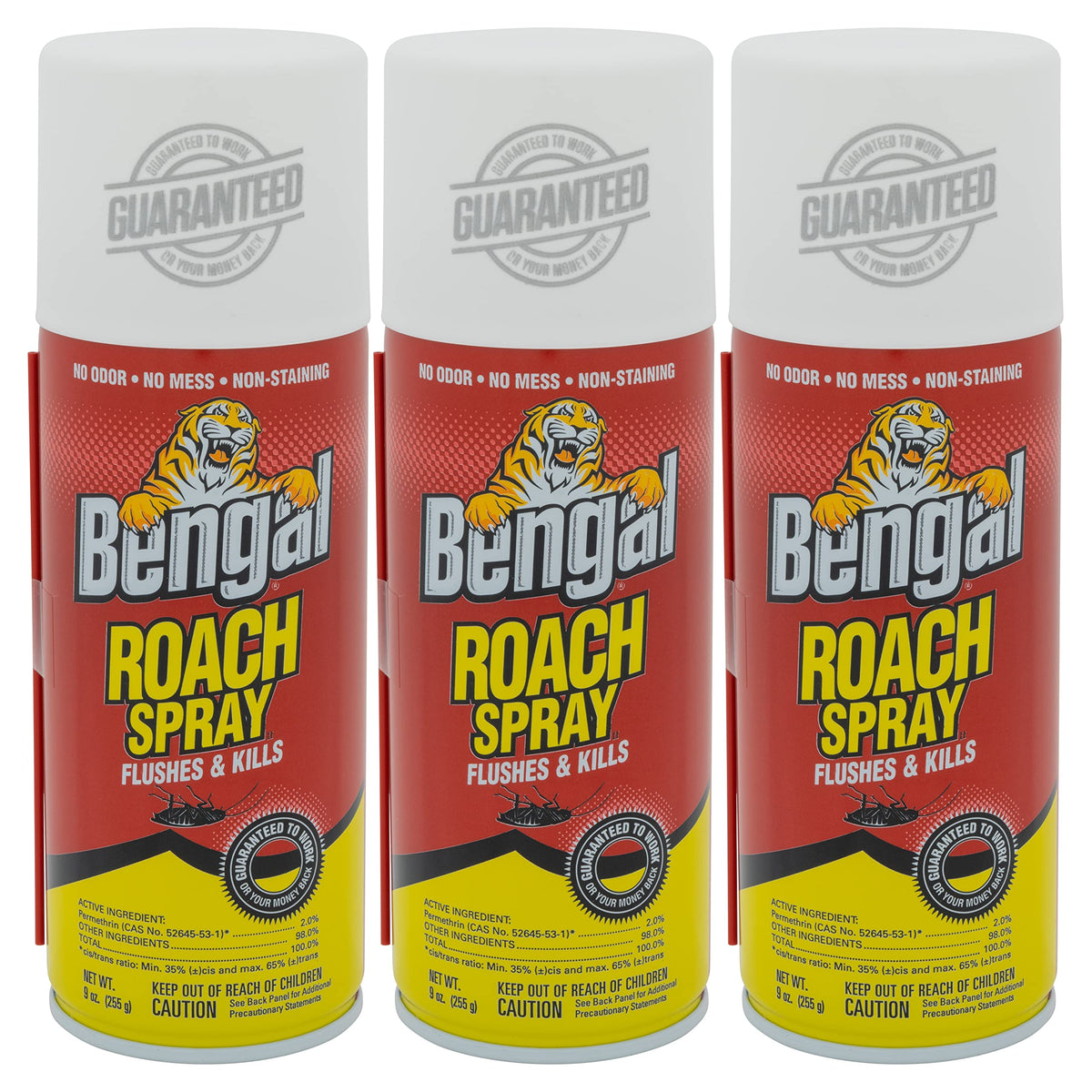 Bengal Roach Spray odorless aerosol can for precise crack-and-crevice treatment.