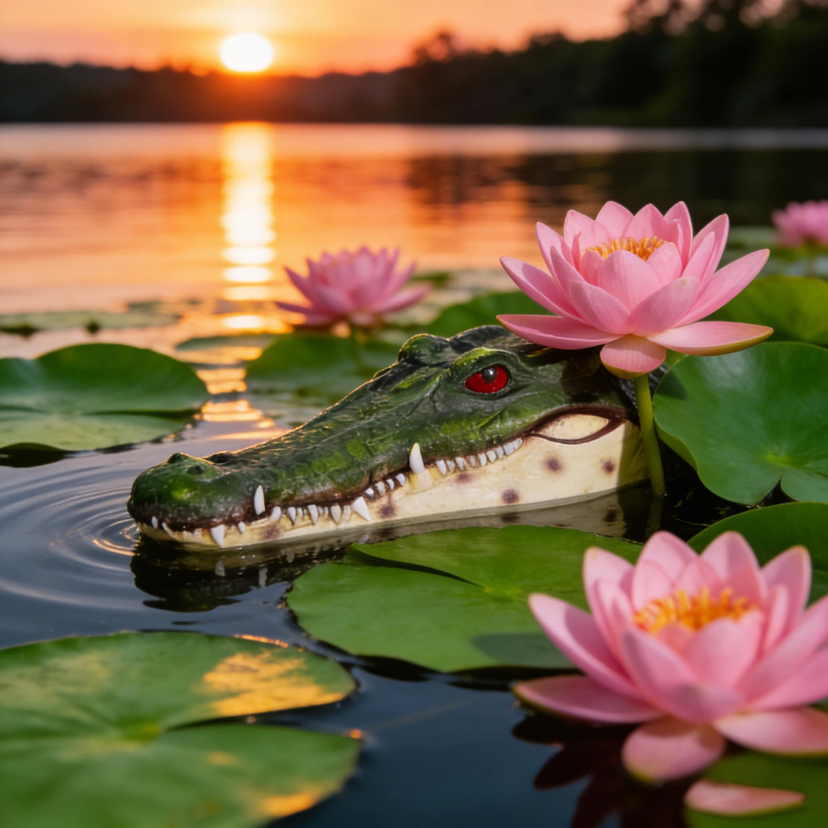 Benhurb weatherproof resin alligator head decoy handles sun and rain