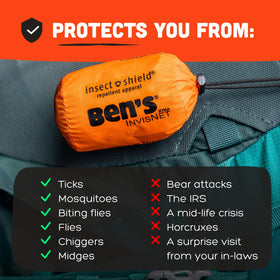 Ben's InvisiNet Xtra packable-sack folds into a compact carry pouch.