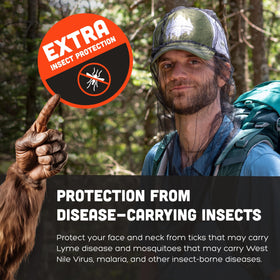 Ben's InvisiNet Xtra secure-fit works over hats or directly on the head.