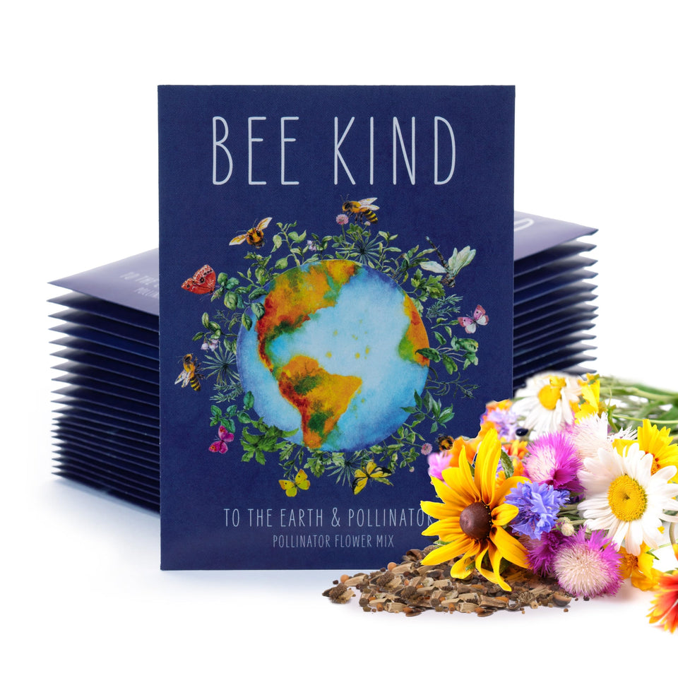 Bentley Seed Co. Bee Kind Planet illustrated bee packets boost pollinator-friendly gardens